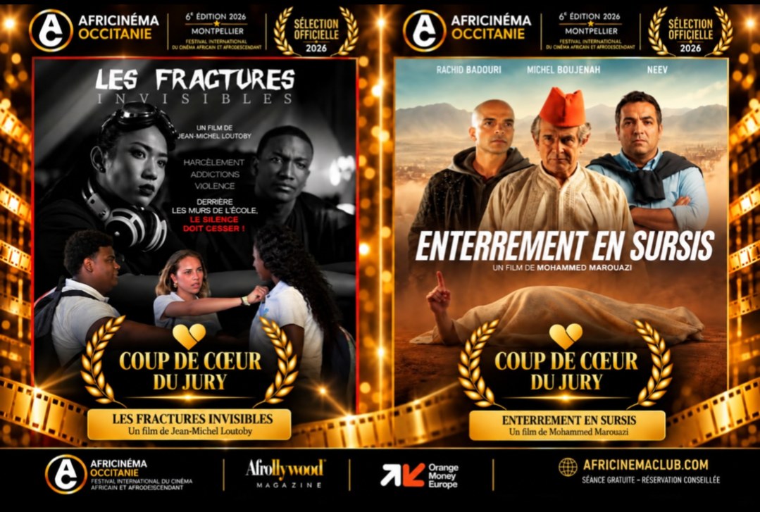 Affiche officielle des coups de cœur du jury : « Les Fractures Invisibles » de Jean-Michel Loutoby et « Enterrement en Sursis » de Mohammed Marouazi