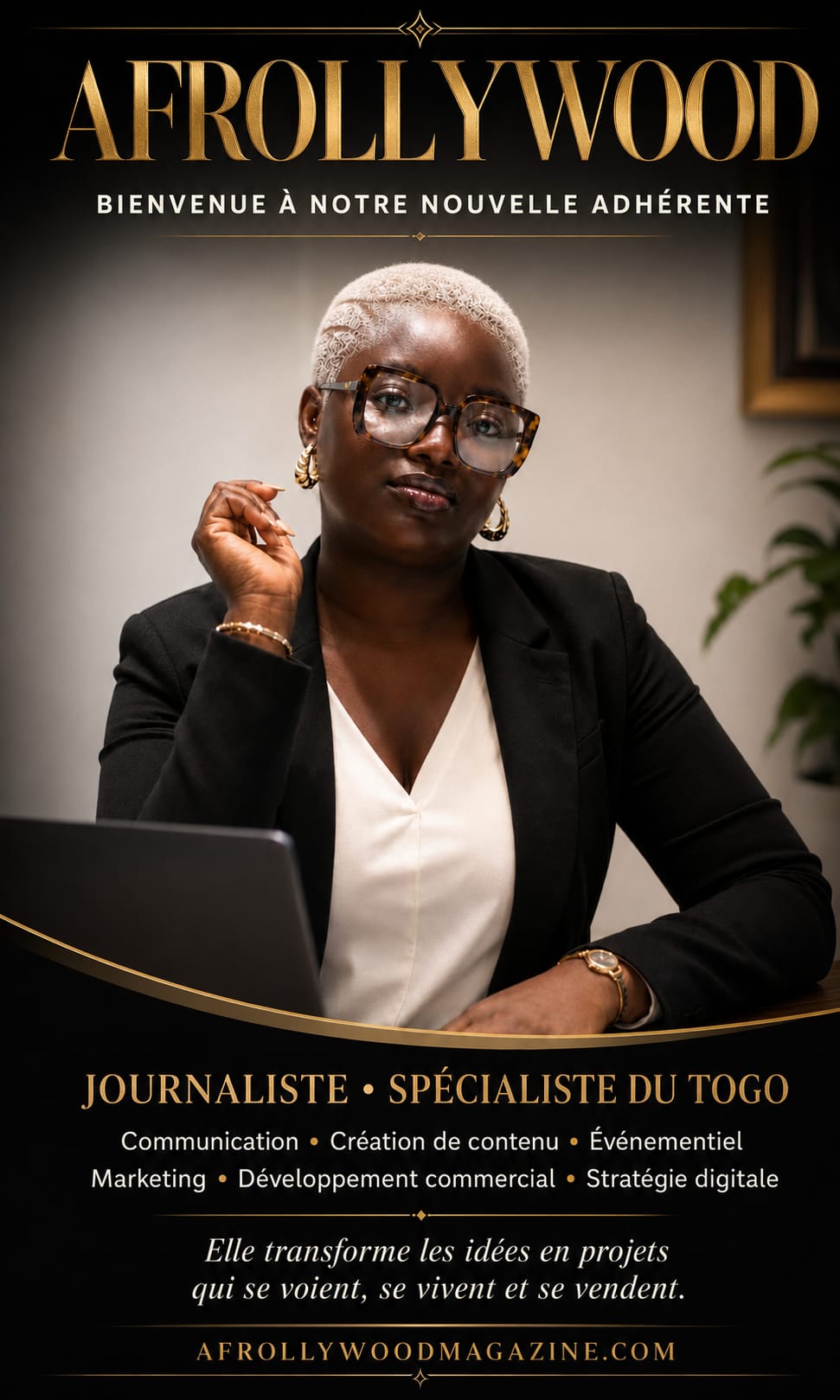 Gloria Aubine LABI, journaliste Afrollywood Magazine spécialiste du Togo