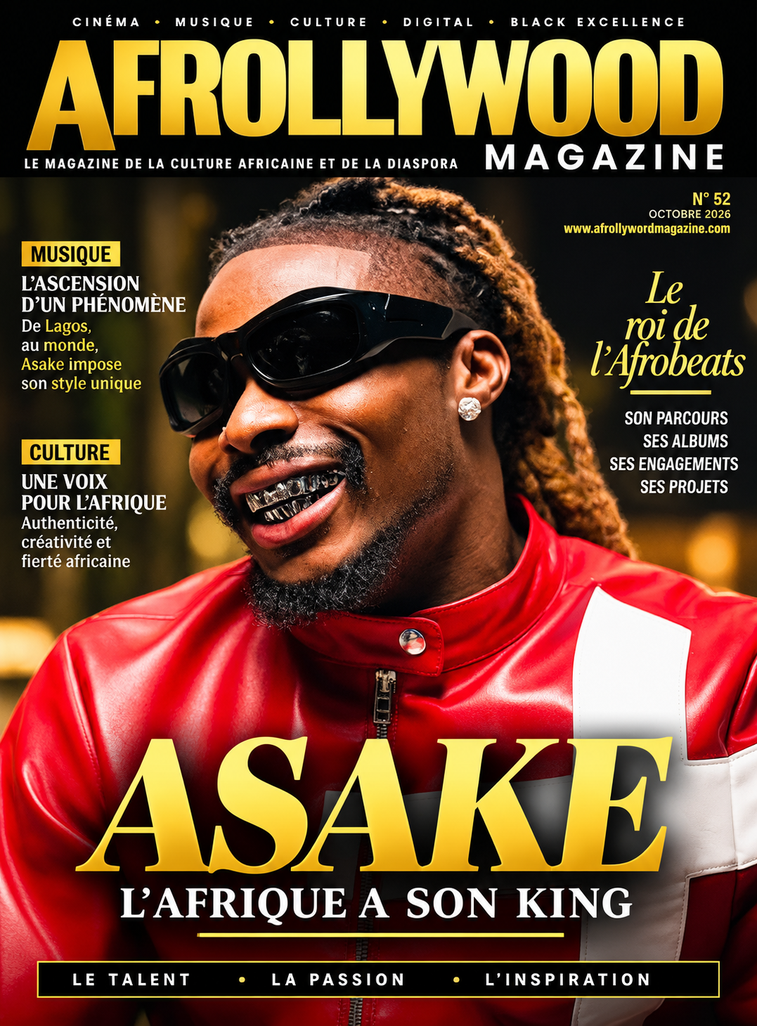 Couverture Afrollywood Magazine consacrée au chanteur nigérian Asake